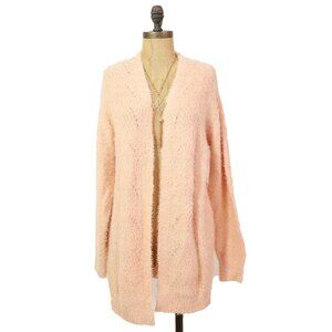 RXB Open Cardigan Eyelash Sweater Top Size S Pink Peachy Keen Fluffy NWT B21
